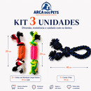 Kit 3 Brinquedos para Cachorro e Gato – Corda Mordedor Limpa-Dentes + Corda 3 Nós 40cm