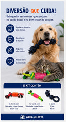 Kit 3 Brinquedos para Cachorro e Gato – Corda Mordedor Limpa-Dentes + Corda 3 Nós 40cm