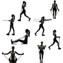 Kit com 11 Extensores Elásticos para Treino Funcional, Academia, Ginástica, Exercícios Fitness e Desenvolvimento Muscular