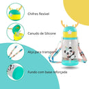 Garrafa de Água Infantil Portátil 600ml com Alça – Design Divertido, Fácil de Apertar, Ideal para Escola e Esportes
