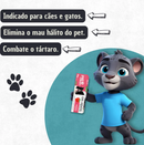 Kit Gel Dental Pasta de Dente Pet Clean + Escova De Dente Dedeira Cores Sortidas Cachorro e Gato