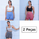 Kit 2 em 1 – Leggings e Shorts Femininos para Yoga e Treino, Cintura Alta com Efeito Modelador de Barriga e Glúteos