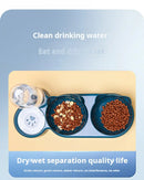 Tigelas para pets com bebedouro – conjunto 3 em 1 com design para proteção das orelhas, tigelas inclinadas para água e ração de gatos, com garrafa de água por gravidade para proteção do pescoço