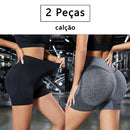 Kit 2 em 1 – Leggings e Shorts Femininos para Yoga e Treino, Cintura Alta com Efeito Modelador de Barriga e Glúteos