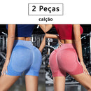 Kit 2 em 1 – Leggings e Shorts Femininos para Yoga e Treino, Cintura Alta com Efeito Modelador de Barriga e Glúteos