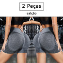 Kit 2 em 1 – Leggings e Shorts Femininos para Yoga e Treino, Cintura Alta com Efeito Modelador de Barriga e Glúteos