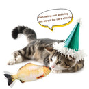 Brinquedo macio de pelúcia para gatos e cães em formato de peixe simulado – interativo, recarregável via USB, para treinamento, auxílio na higiene dos dentes e mastigação