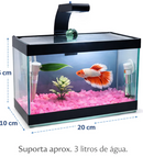 Aquário Completo para Betta com Luminária, Aquecedor, Pedras e Decoração Interna